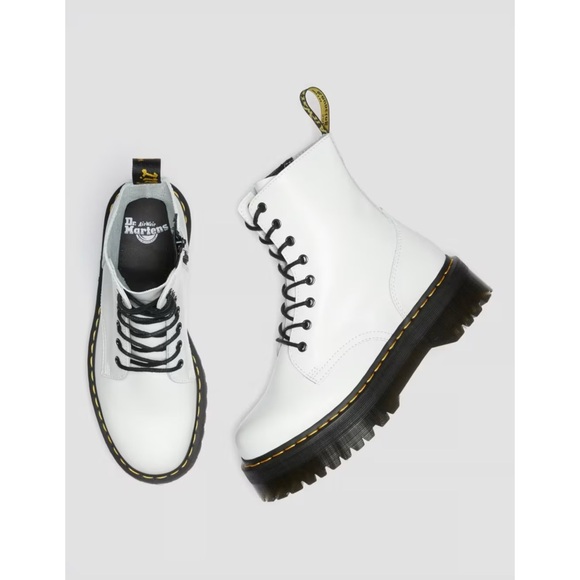 Dr. Martens White Jadon Smooth Leather Platform Boots - Picture 2 of 15